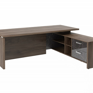 Festus FI-117R.GG Стол руководителя 1700*1800*750  ОРЕХ ПАЦИФИК ТАБАК/КАМЕНЬ ПЬЕТРА ГРИДЖИА ЧЕРНЫЙ